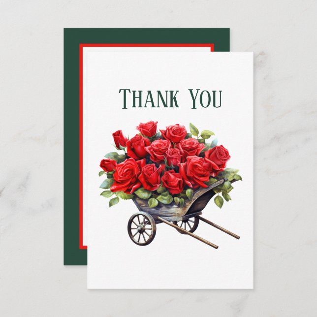 Cartão De Agradecimento Mensagem de adição do rosa vermelha de corte (Frente/Verso)