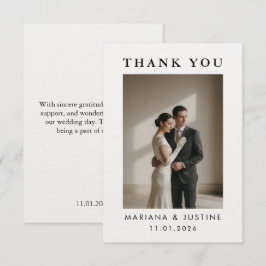 Cartão De Agradecimento Mensagem de Foto de Casamento de Inverno Minimalis