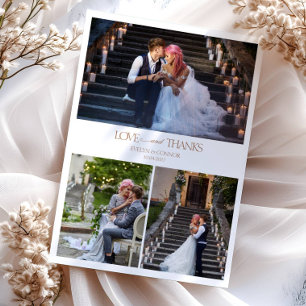 Cartão De Agradecimento Mensagem de Tipografia de Colagem de Fotos Elegant