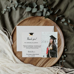 Cartão De Agradecimento Mensagem do obrigado de fotografia de formatura de