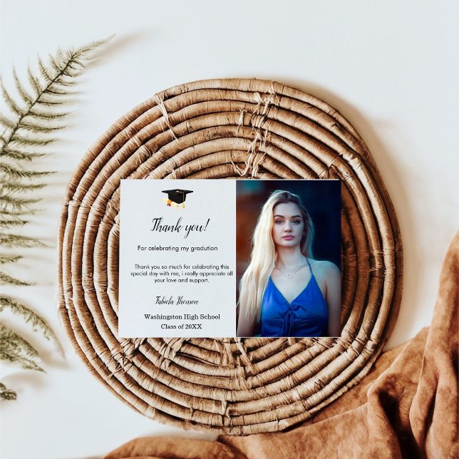 Cartão De Agradecimento Mensagem do obrigado de graduação de Script Minima (Criador carregado)