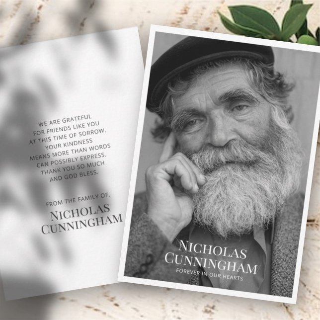 Cartão De Agradecimento Mensagem e Foto Simples Simples do Memorial Funera (Criador carregado)