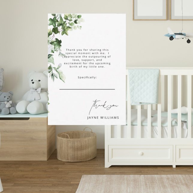 Cartão De Agradecimento Mensagem Neutral Chá de fraldas Verde Muito Obriga (Criador carregado)