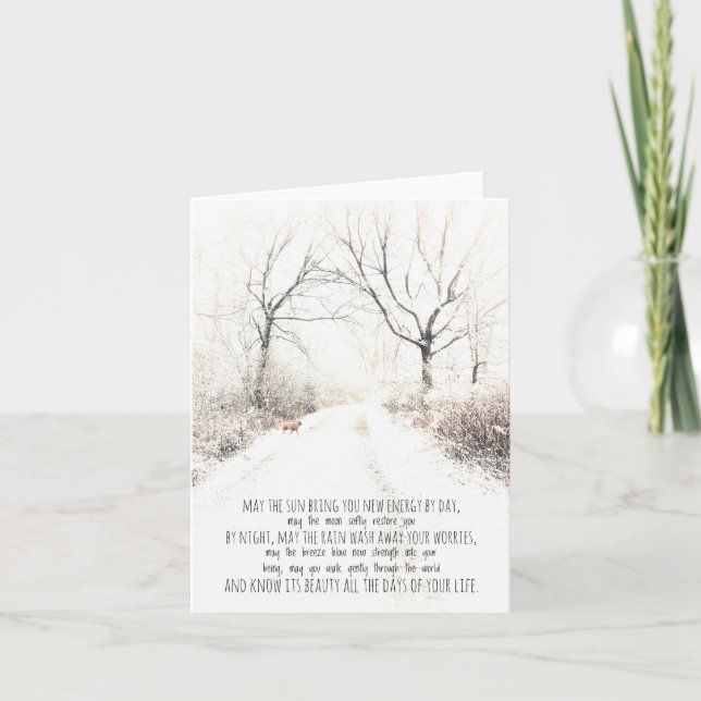 Cartão De Agradecimento Mensagem, neve com cão (Frente)