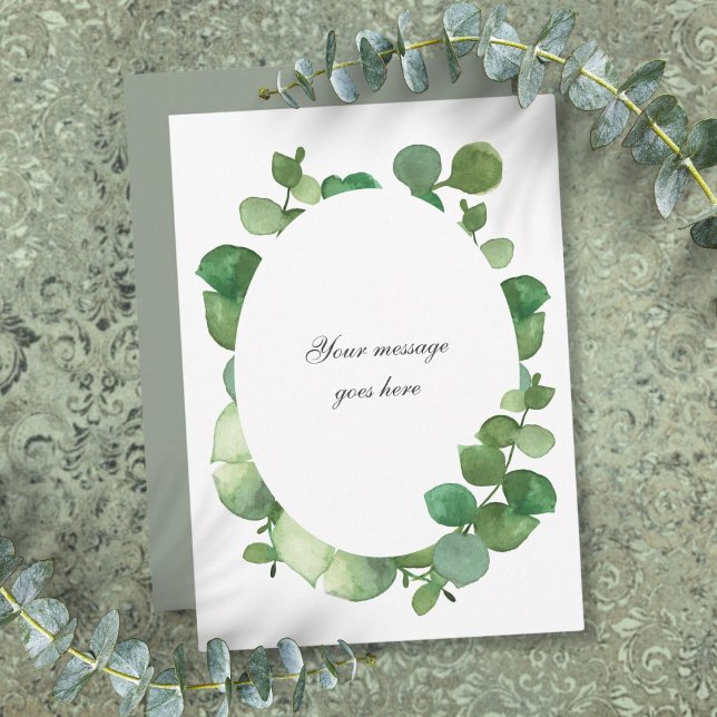 Cartão De Agradecimento Mensagem Personalizada Boho Verde Eucalipto (Eucalyptus Boho Greenery Personalized Message Thank You Card)