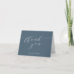 Cartão De Agradecimento Mensagem Personalizada Casamento Minimalista Azul