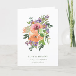 Cartão De Agradecimento Mensagem Personalizada De Casamento Floral Laranja