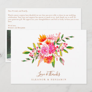 Cartão De Agradecimento Mensagem Personalizada Rosa Floral Foto Casamento