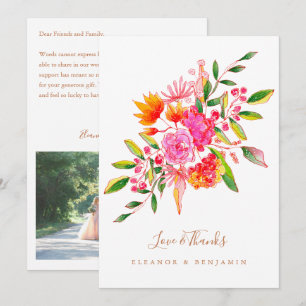 Cartão De Agradecimento Mensagem Personalizada Rosa Laranja Floral Foto Ca