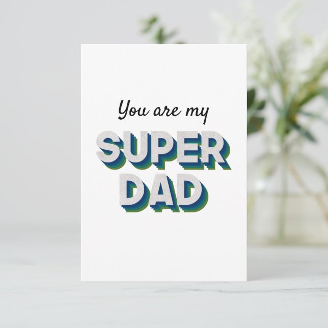 Cartão De Agradecimento Mensagem personalizável para o Superdad (Em pé/Frente)