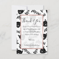 Meow Simples Modern Black White Cats Tipografia