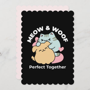 Cartão De Agradecimento Meow & Woof Perfect Toga - Gato e Cachorro Bonitos