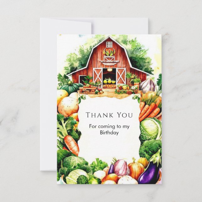 Cartão De Agradecimento Mercado de Produtores de Legumes Coloridos de Aniv (Frente)