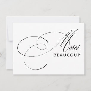 Cartão De Agradecimento Merci Beaucoup Elegante Calliografia Obrigado
