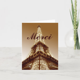 Cartão De Agradecimento Merci Eiffel Tower Paris Thank You Card Brown
