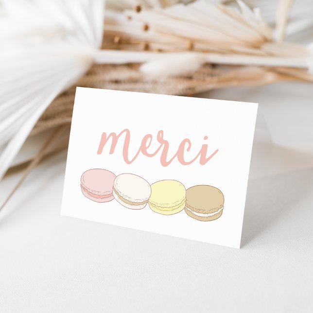 Cartão De Agradecimento Merci Pastel French Macarons Thank You (Criador carregado)