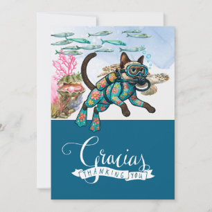 Cartão De Agradecimento Mergulhador de Gato Siames