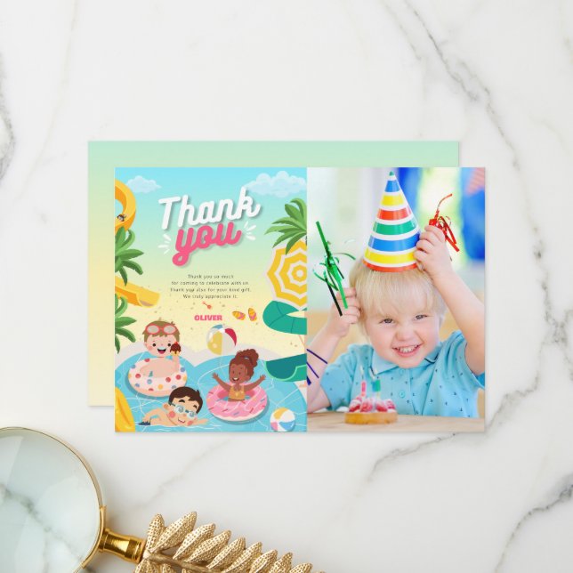 Cartão De Agradecimento Mergulho retrô em cinco 5º aniversários (Frente/Verso In Situ)