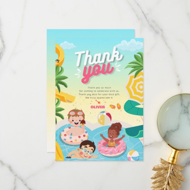 Cartão De Agradecimento Mergulho retrô nos 5 anos de idade (Frente/Verso In Situ)