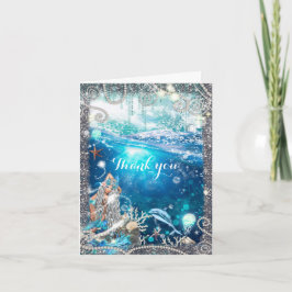 Cartão De Agradecimento Mermaid Fantasy Blonde Enchanted Beach Thank You