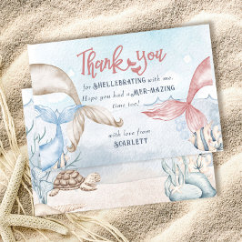 Cartão De Agradecimento Mermaid Party Personalizado com Mermaid Puns