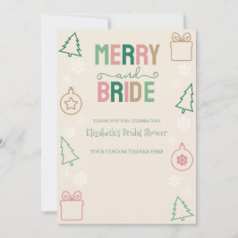 Cartão De Agradecimento Merry & Bride Noiva de Natal Chuveiro de Noiva