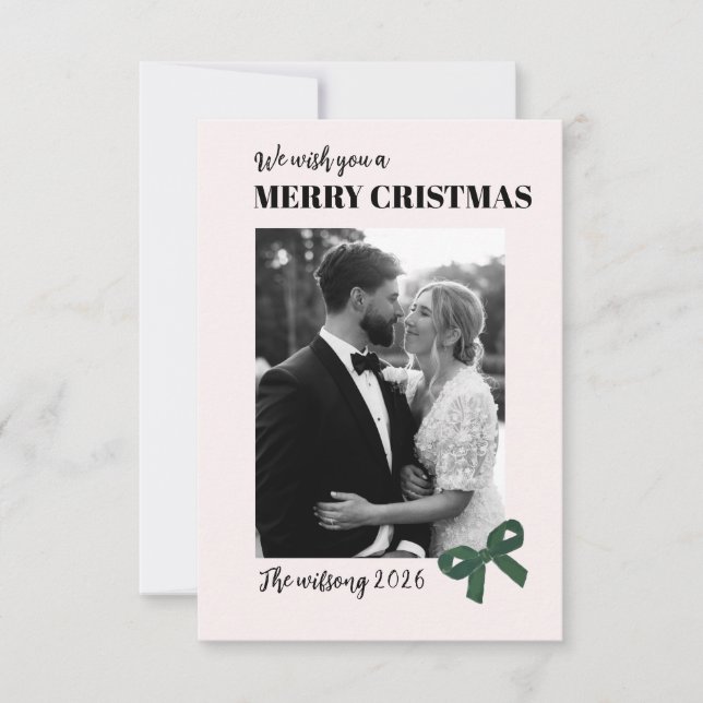 Cartão De Agradecimento Merry Christmas Card Template, Family Photo (Frente)