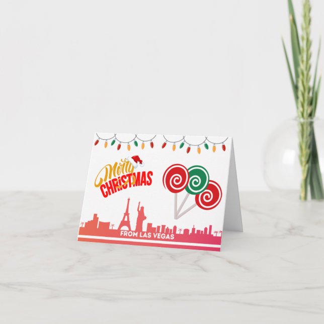 Cartão De Agradecimento Merry Christmas from Las Vegas Cards (Frente)