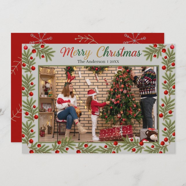 Cartão De Agradecimento Merry Christmas Photo Card – Personalized Holiday  (Frente/Verso)