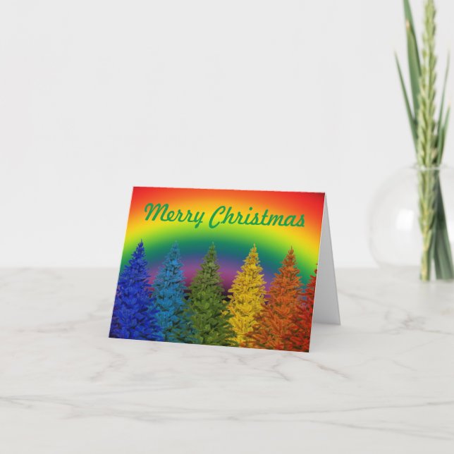Cartão De Agradecimento Merry Christmas Rainbow Card (Frente)