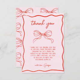 Cartão De Agradecimento Merry Little Baby Shower Hand Drawn Bow Thank You