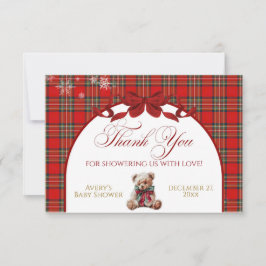 Cartão De Agradecimento Merry Little Red Bow Christmas Plaid
