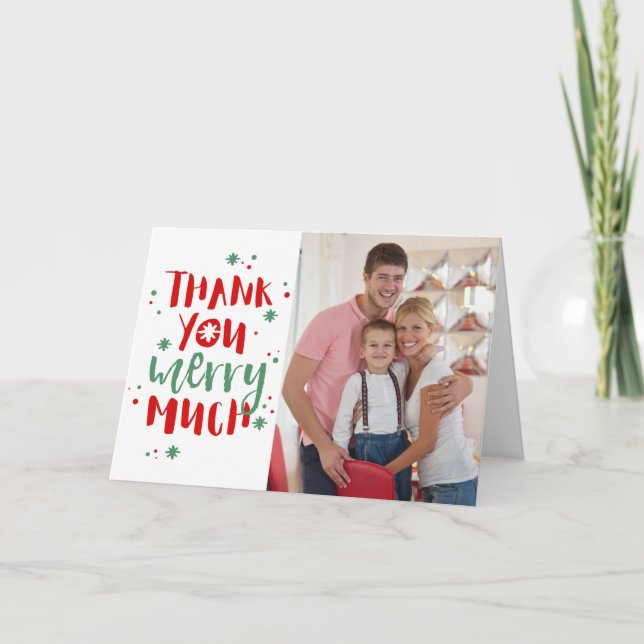 Cartão De Agradecimento Merry Much Holiday Thank You Photo Card (Frente)