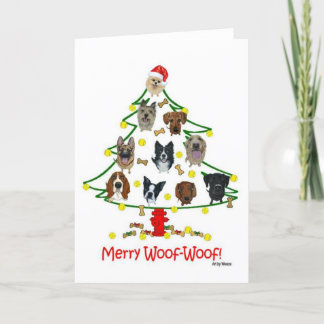 Cartão De Agradecimento Merry Woof-Woof Dog Breeds Christmas Card