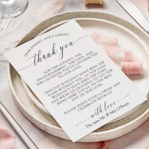 Cartão De Agradecimento Mesa De Casamento Da Caligrafia Elegante Obrigado