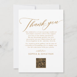 Cartão De Agradecimento Mesa de Casamento de Caligrafia Dourada Elegante