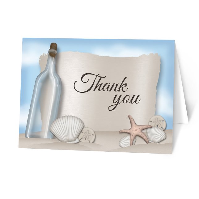 Cartão De Agradecimento Message from a Bottle Beach Thank You Cards (Message from a Bottle Beach Thank You Cards from Artistically Invited on Zazzle.)