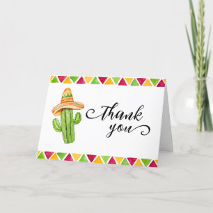Cartão De Agradecimento Mexicano Fiesta Cactus Taco Sobre Um Chá de fralda