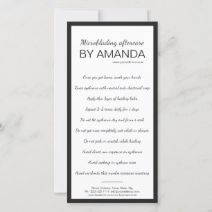 Cartão De Agradecimento Microblading Aftercare Simples Cabeça Branca Negra