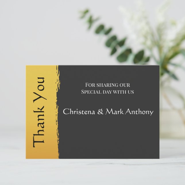 Cartão De Agradecimento Midnight Gold Thank You Card (Em pé/Frente)