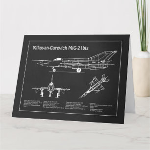 Cartão De Agradecimento MiG-21 bis - PD Planos de Impressão Blueprint do A