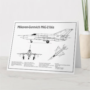 Cartão De Agradecimento MiG-21 bis - Planos de Blueprint do avião BD