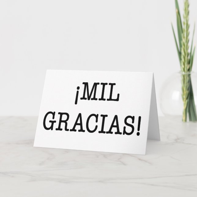 Cartão De Agradecimento ¡MIL GRACIAS! - Thank you greeting card in Spanish (Frente)