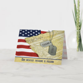 Cartão De Agradecimento Militares Obrigado com dog tags