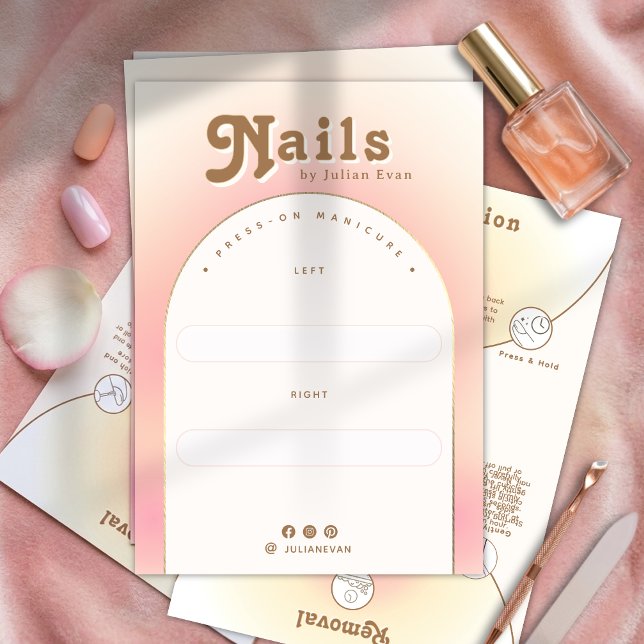 Cartão De Agradecimento Milky Soft Pink Ombre Press On Nail Display Card (Milky Soft Pink Ombre Press On Nail Display Card)