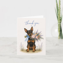 Miniatura Pinscher Buquê de Flores Obrigado