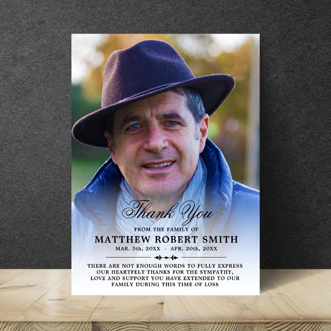 Cartão De Agradecimento Mínima Obrigado Simpatia FOTO Funeral (Criador carregado)