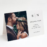 Cartão De Agradecimento Minimal and Chic | Photo Wedding<br><div class="desc">These elegant,  modern wedding thank you folded cards feature a simple black and white text design that exudes minimalist style,  with your favorite personal wedding photo. Add your initials or monogram to make them completely your own.</div>