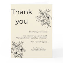 Minimal Beige Wedding Thank You Card