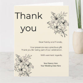 Cartão De Agradecimento Minimal Beige Wedding Thank You Card